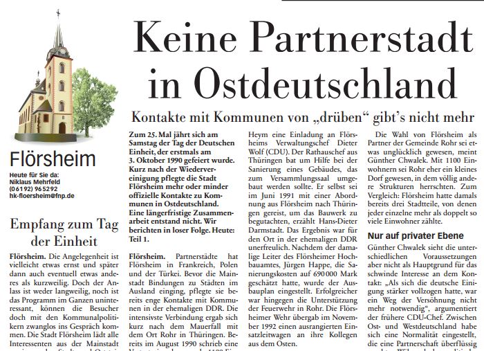 Höchster Kreisblatt: „Keine Partnerstadt in Ostdeutschland“