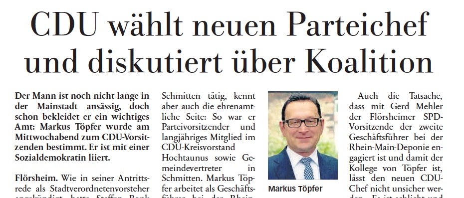 Höchster Kreisblatt: „CDU wählt neuen Parteichef und diskutiert über Koalition“
