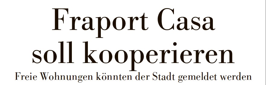 Höchster Kreisblatt: „Fraport Casa soll kooperieren“