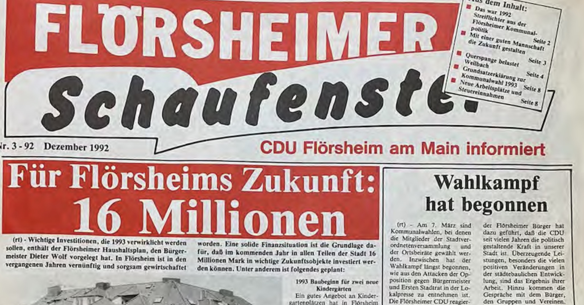 75 Jahre CDU Flörsheim – Jens Weckbach blickt auf das Jahr 1992 zurück