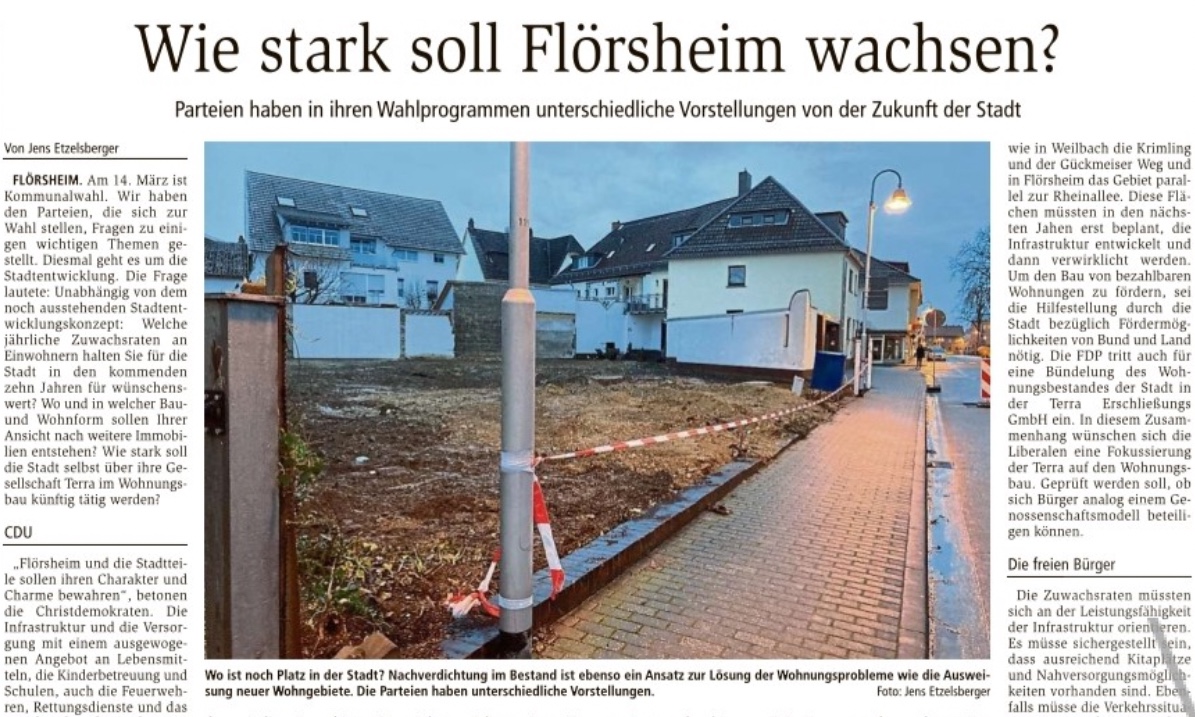 Main-Spitze: Wie stark soll Flörsheim wachsen?