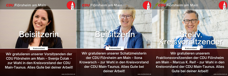 Drei Flörsheimer CDUler im Kreisvorstand der CDU Main-Taunus